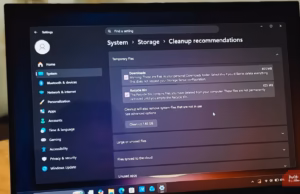 Как функция Windows Cleanup Recommendations помогает освободить место на диске интерфейс настроек Windows с разделом рекомендаций по очистке диска