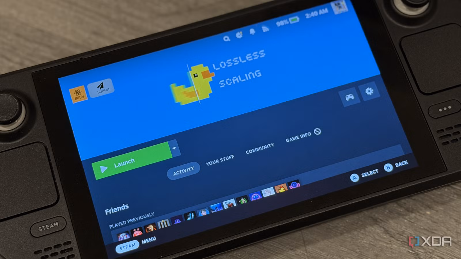 Lossless Scaling в библиотеке игр на Steam Deck