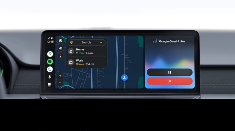 Интерфейс Android Auto на дисплее автомобиля Интерфейс Android Auto на дисплее автомобиля
